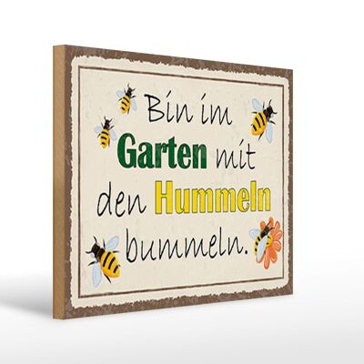 Cartello in legno con scritta 40x30 cm "am in the garden" cartello che passeggia con i bombi