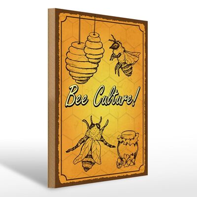 Letrero de madera que dice 30x40cm Abeja cultura abeja miel apicultura letrero