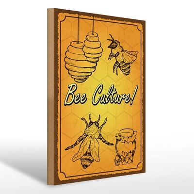 Wooden sign saying 30x40cm Bee culture bee honey beekeeping sign