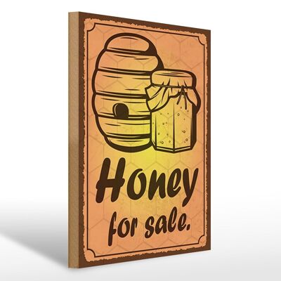 Holzschild Hinweis 30x40cm Honey for sale Honig Verkauf Deko Schild