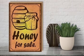 Panneau en bois avis 30x40cm Miel à vendre Panneau décoratif de vente de miel 3