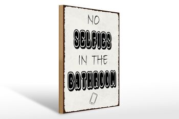 Panneau en bois 30x40cm, panneau décoratif «Pas de selfies dans la salle de bain» 1