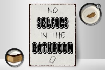 Panneau en bois 30x40cm, panneau décoratif «Pas de selfies dans la salle de bain» 2