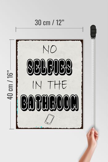 Panneau en bois 30x40cm, panneau décoratif «Pas de selfies dans la salle de bain» 4