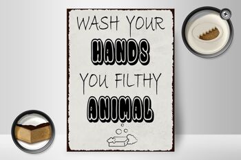 Panneau en bois note 30x40cm lavez-vous les mains signe animal sale 2