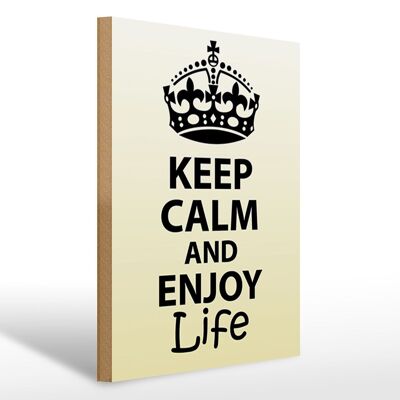 Panneau en bois disant 30x40cm Keep Calm and Enjoy Life, panneau décoratif en bois