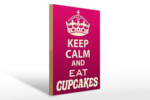 Holzschild Spruch 30x40cm Keep Calm and eat Cupcakes Deko Schild