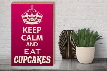 Panneau en bois disant 30x40cm, panneau décoratif Keep Calm and eat Cupcakes 3