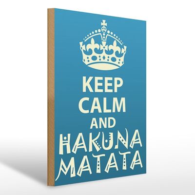 Holzschild Spruch 30x40cm Keep Calm and Hakuna Matata Deko Schild