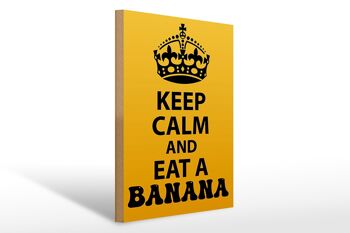 Panneau en bois disant 30x40cm Keep Calm and eat a Banana, panneau décoratif 1
