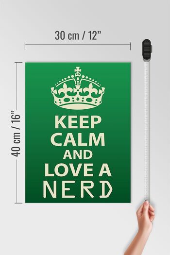 Panneau en bois disant 30x40cm Keep Calm and love a nerd, panneau décoratif 4