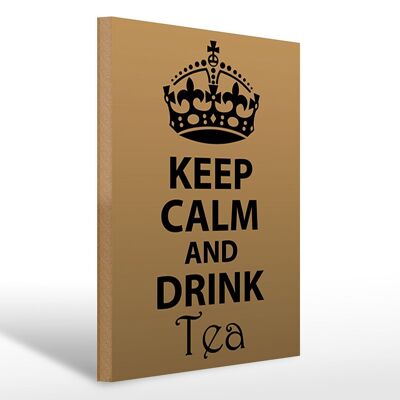 Holzschild Spruch 30x40cm Keep Calm and drink tea Holz Deko Schild