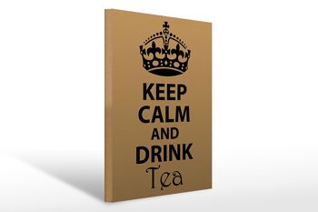 Panneau en bois disant 30x40cm Keep Calm and Drink Tea, panneau décoratif en bois 1