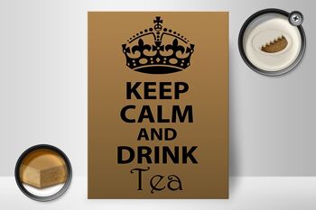 Panneau en bois disant 30x40cm Keep Calm and Drink Tea, panneau décoratif en bois 2