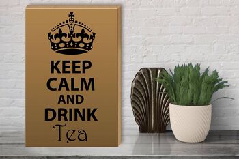 Panneau en bois disant 30x40cm Keep Calm and Drink Tea, panneau décoratif en bois 3