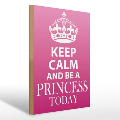 Panneau en bois disant 30x40cm Keep Calm and be a Princess, panneau décoratif