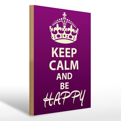 Letrero de madera que dice 30x40cm Keep Calm and be happy letrero decorativo de madera