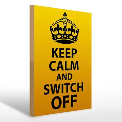 Holzschild Spruch 30x40cm Keep Calm and switch off Deko Schild