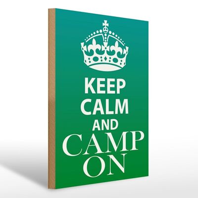 Panneau en bois indiquant 30x40cm, panneau décoratif Keep Calm and camp on Camping
