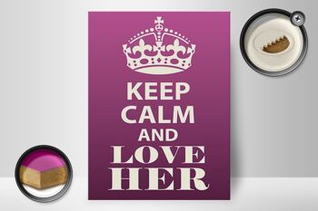 Panneau en bois disant 30x40cm "Keep Calm and love her" 2