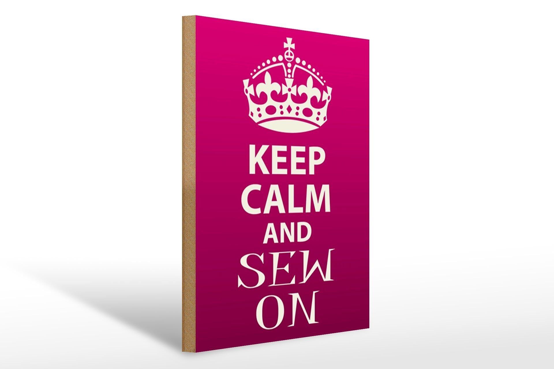 Cartello in legno con scritta Keep Calm, 30x40 cm, da cucire