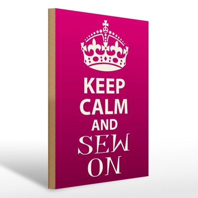 Holzschild Spruch 30x40cm Keep Calm and sew on Schild