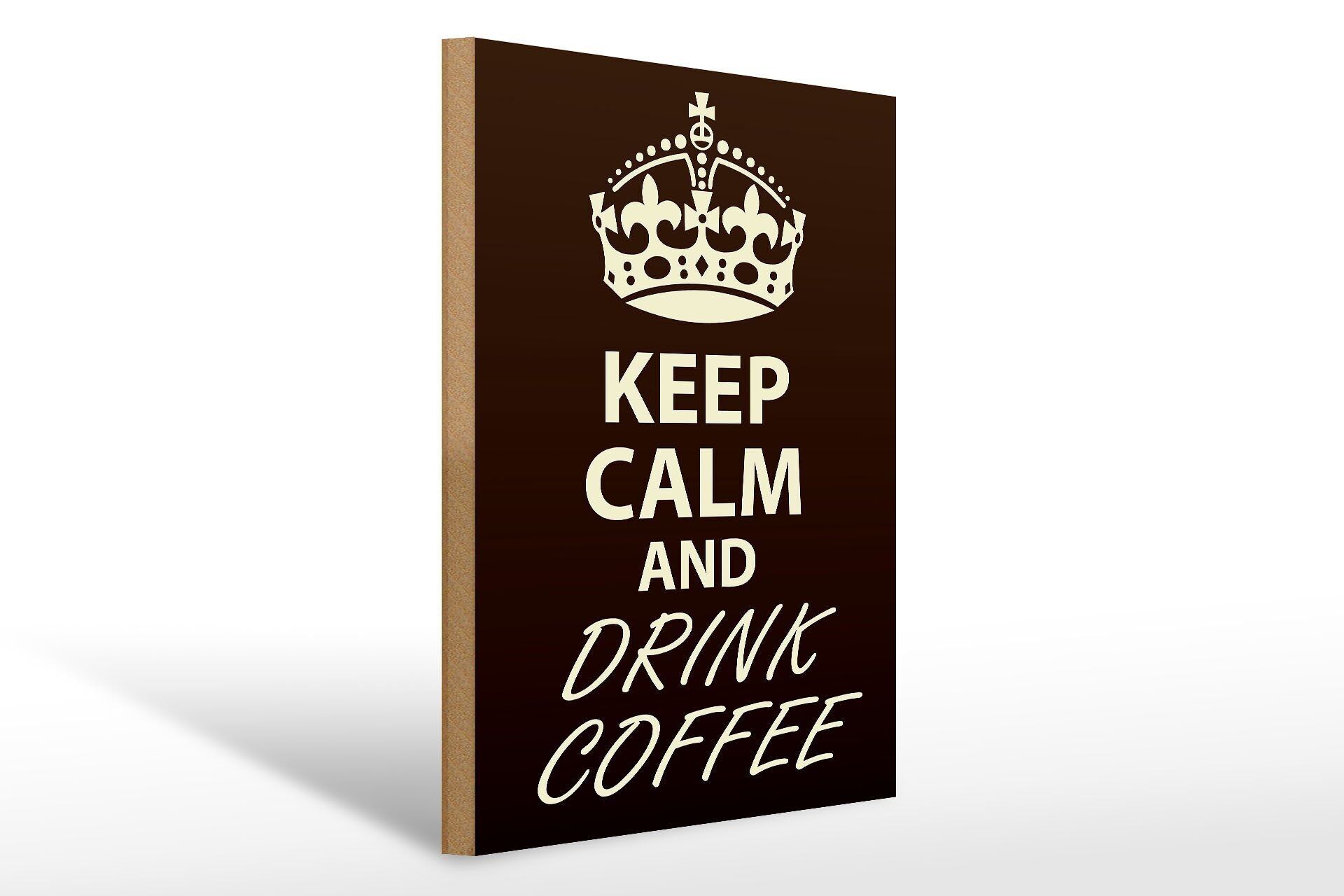 Cartello in legno con scritta "Keep Calm and drink Coffee" 30x40 cm. Cartello decorativo