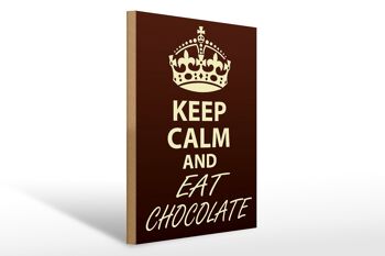 Panneau en bois disant 30x40cm Keep Calm and eat Chocolate, panneau décoratif 1