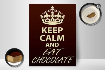 Panneau en bois disant 30x40cm Keep Calm and eat Chocolate, panneau décoratif 2