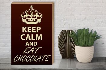 Panneau en bois disant 30x40cm Keep Calm and eat Chocolate, panneau décoratif 3