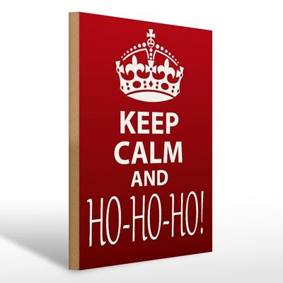 Cartello in legno con scritta "Keep Calm" e "Ho Ho Ho" di Natale, 30x40 cm