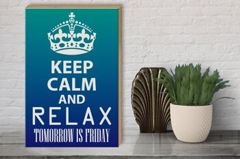 Panneau en bois disant 30x40cm Keep Calm and relax is Friday, panneau décoratif 3