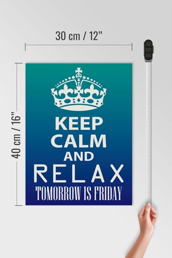 Panneau en bois disant 30x40cm Keep Calm and relax is Friday, panneau décoratif 4