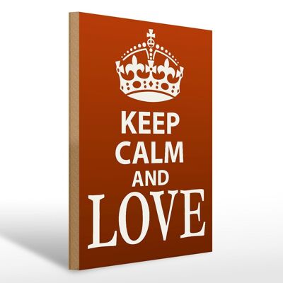 Panneau en bois disant 30x40cm Panneau décoratif Keep Calm and Love