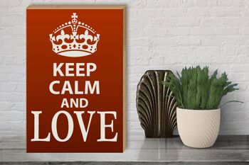 Panneau en bois disant 30x40cm Panneau décoratif Keep Calm and Love 3