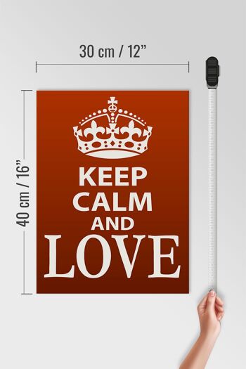 Panneau en bois disant 30x40cm Panneau décoratif Keep Calm and Love 4