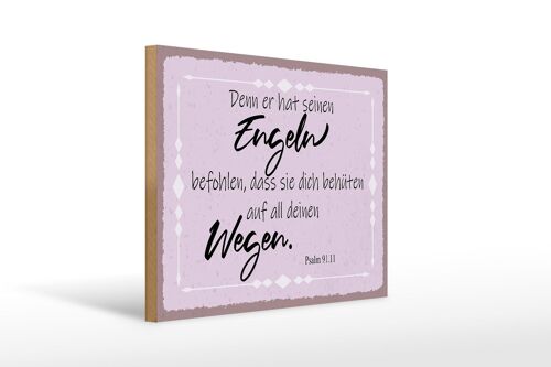 Holzschild Spruch 40x30cm er hat seinen Engeln befohlen Deko Schild