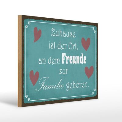 Cartello in legno con scritta "Home Place Friends to Family" 40 x 30 cm