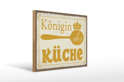 Holzschild Spruch 40x30cm Königin der Küche Krone Deko Schild