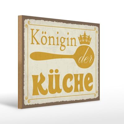 Cartello in legno con scritta "Queen of the Kitchen Crown" 40x30 cm