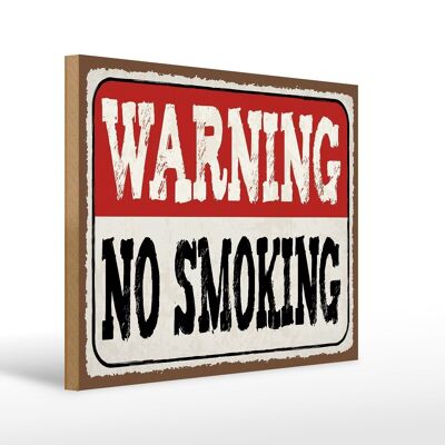 Holzschild Hinweis 40x30cm Warning no smoking Holz Deko Schild