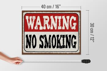 Panneau en bois 40x30cm Attention panneau décoratif en bois interdit de fumer 4