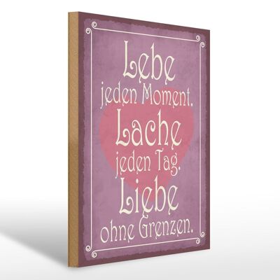 Holzschild Spruch 30x40cm Lebe jeden Moment Lache Liebe Deko Schild