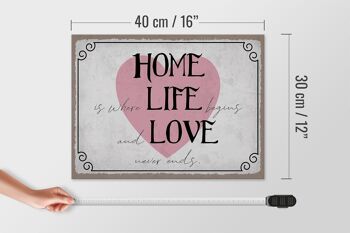 Panneau en bois indiquant 40x30cm, panneau décoratif Home Life Love Never Ends 4