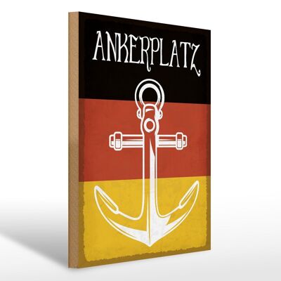 Holzschild Hinweis 30x40cm Deutscher Ankerplatz Schiff See Schild