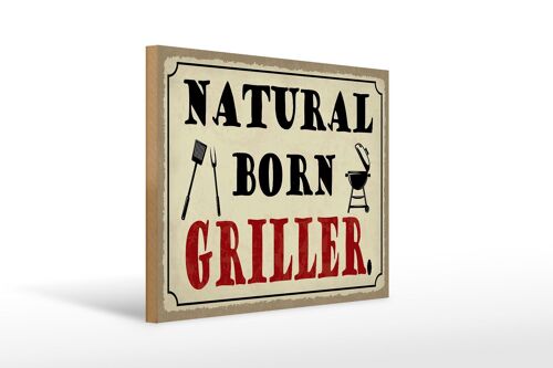 Holzschild Spruch 40x30cm natural born Griller Grillen Deko Schild