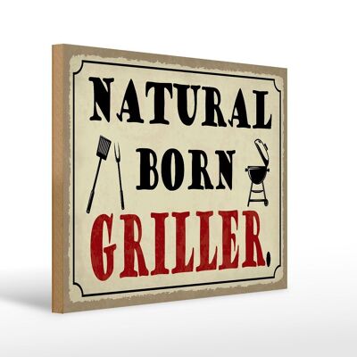 Cartello in legno con scritta 40x30 cm Natural Born Griller Cartello decorativo per grigliate