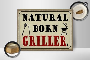 Panneau en bois indiquant 40x30cm, panneau décoratif naturel Born Griller Grilling 2