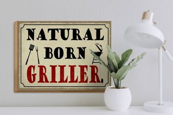 Panneau en bois indiquant 40x30cm, panneau décoratif naturel Born Griller Grilling 3