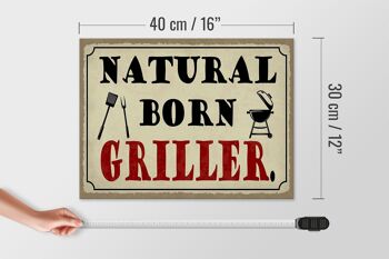 Panneau en bois indiquant 40x30cm, panneau décoratif naturel Born Griller Grilling 4